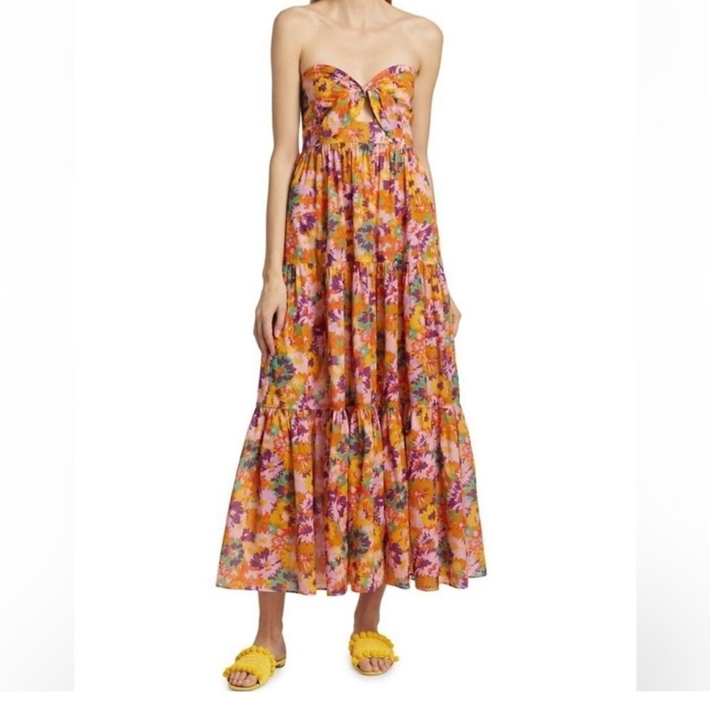 Zimmermann NWT Strapless Floral Dress in Orange and Pink